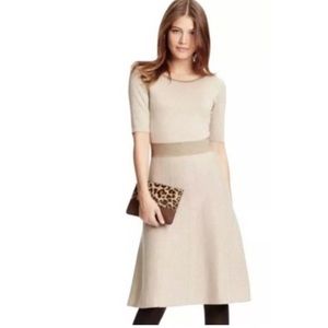 Boden Milano Beige Gold Shimmer Knit Flare Dress 8